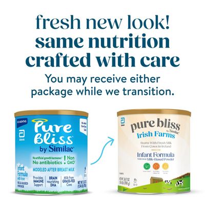Pure Bliss Irish Farms Easy to Digest Baby Formula Non-GMO Infant Formula 0-12 months 24.7-oz Powder Can
