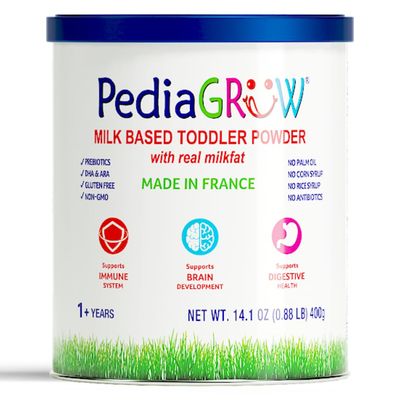 PediaGROW Toddler Nutritional Milk Powder, Grass-Fed French Milk, High DHA  Iron, Natural Prebiotics for Growth  Immune Support, Non-GMO, Gluten-Free, Toddler Nutritional Drink, Ages 1 Years