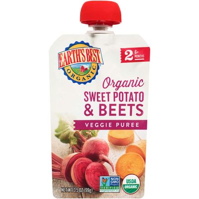 Earth&#39;s Best, Organic Baby Food, Stage 2, Sweet Potatoes  Beets, 3.5 oz Pouch