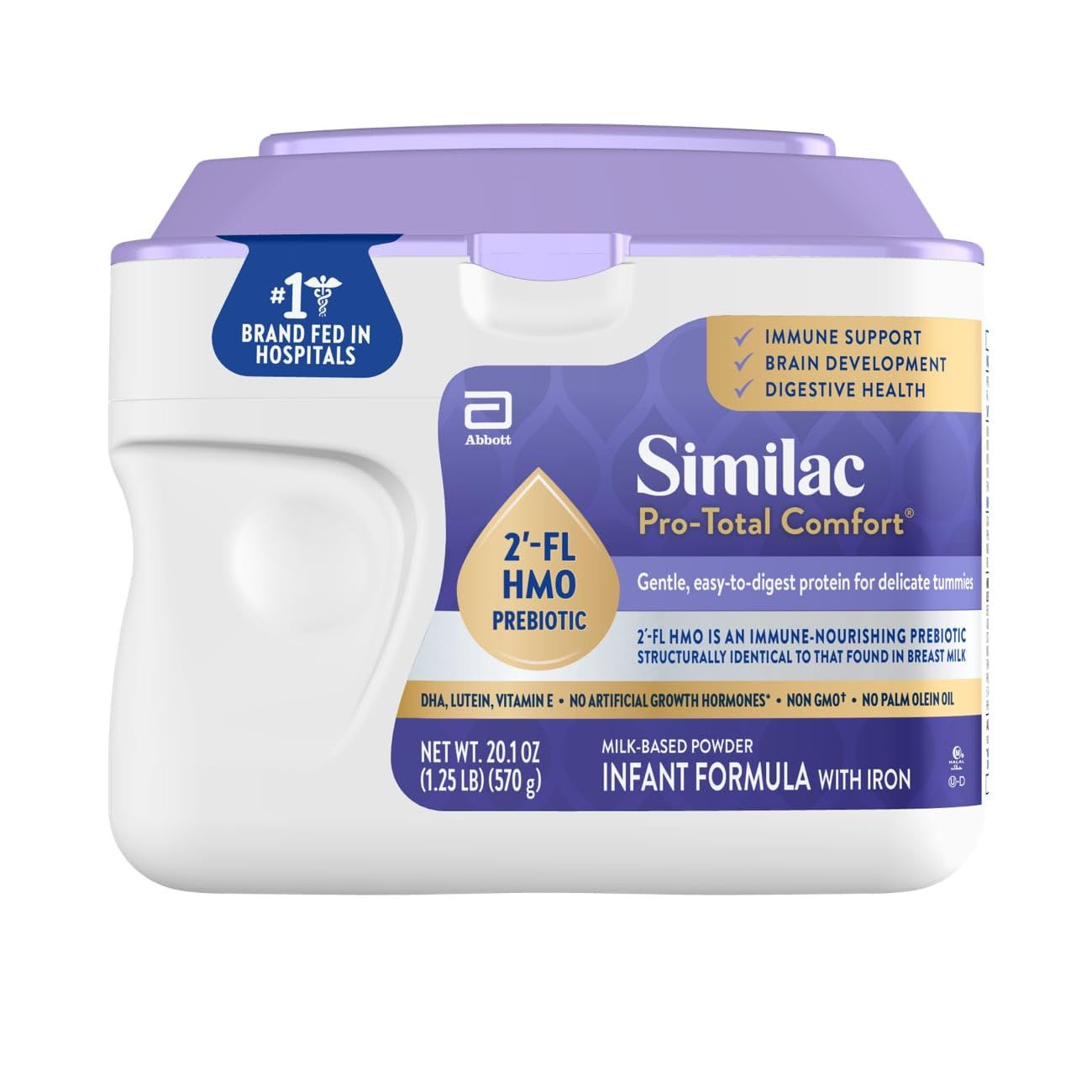Similac Pro-Total Comfort Infant Formula With Iron, Gentle, Easy-to-Digest Formula, With 2&#39;-FL HMO for Immune Support, Non-GMO, Baby Formula Powder, 20.1-oz Tub