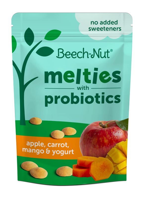 Beech-Nut Probiotic Melties Apple Carrot Mango Yogurt Melts Baby  Toddler Snack, 1oz Bag
