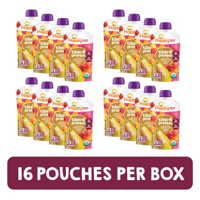 Happt Tot Organics Stage 4 Baby Food Pouches, Gluten Free, Vegan Snack, Fiber  Protein Fruit  Veggie Puree, Pears, Raspberries, Butternut Squash  Carrots, 4 Ounce (Pack of 16)