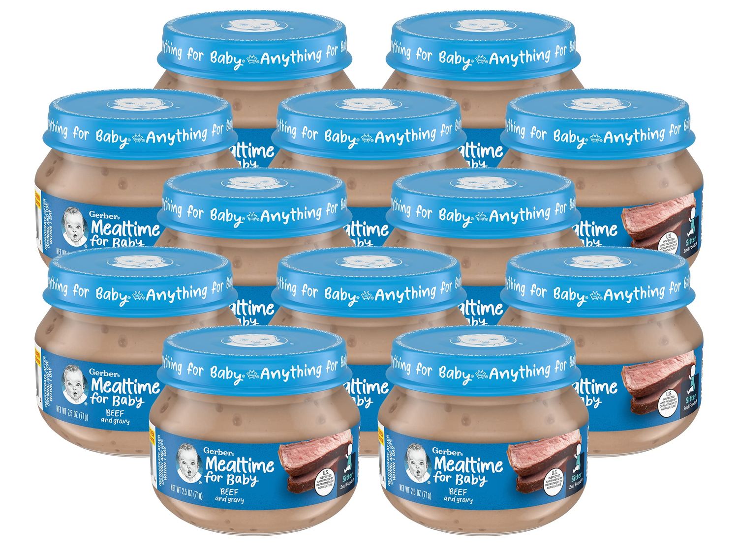 Gerber Mealtime for Baby 2nd Foods Baby Food Jar, Non-GMO Pureed Baby Food with Essential Nutrients (Beef)