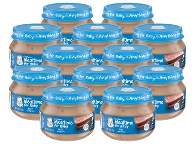 Gerber Mealtime for Baby 2nd Foods Baby Food Jar, Non-GMO Pureed Baby Food with Essential Nutrients (Beef)