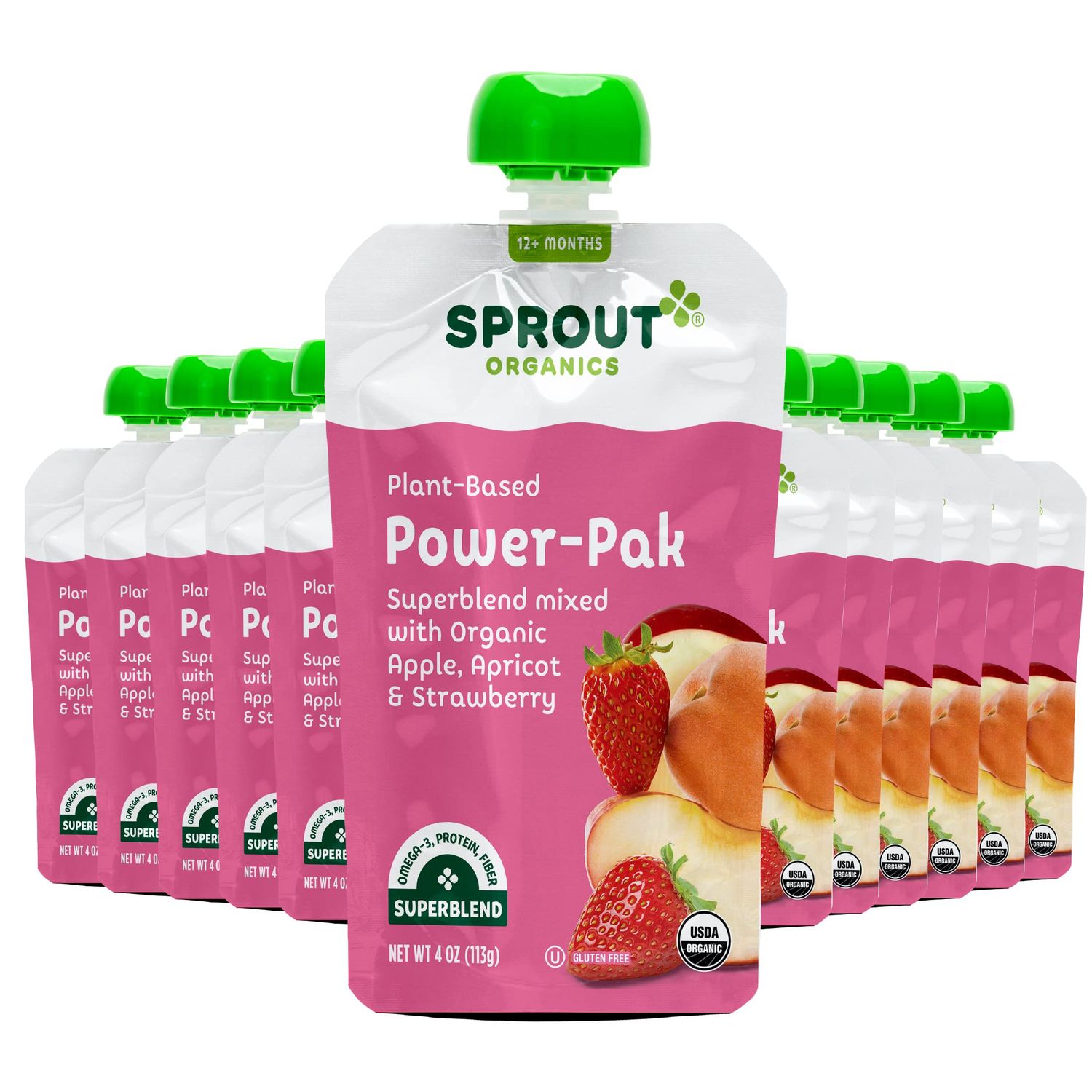 Sprout Organic Baby Food, Stage 4 Toddler Pouches, Apple Apricot  Strawberry Power Pak, 4 Oz, Pack of 12