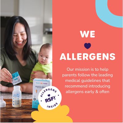 Stage 1 Mix-ins - Safe Easy Early Allergen Introduction for Babies 4 Months, Mix with Breastmilk, Formula Baby Food, With 3 Top Allergens: Organic Peanuts, Milk Eggs By Ready Set Food!(30 Days)