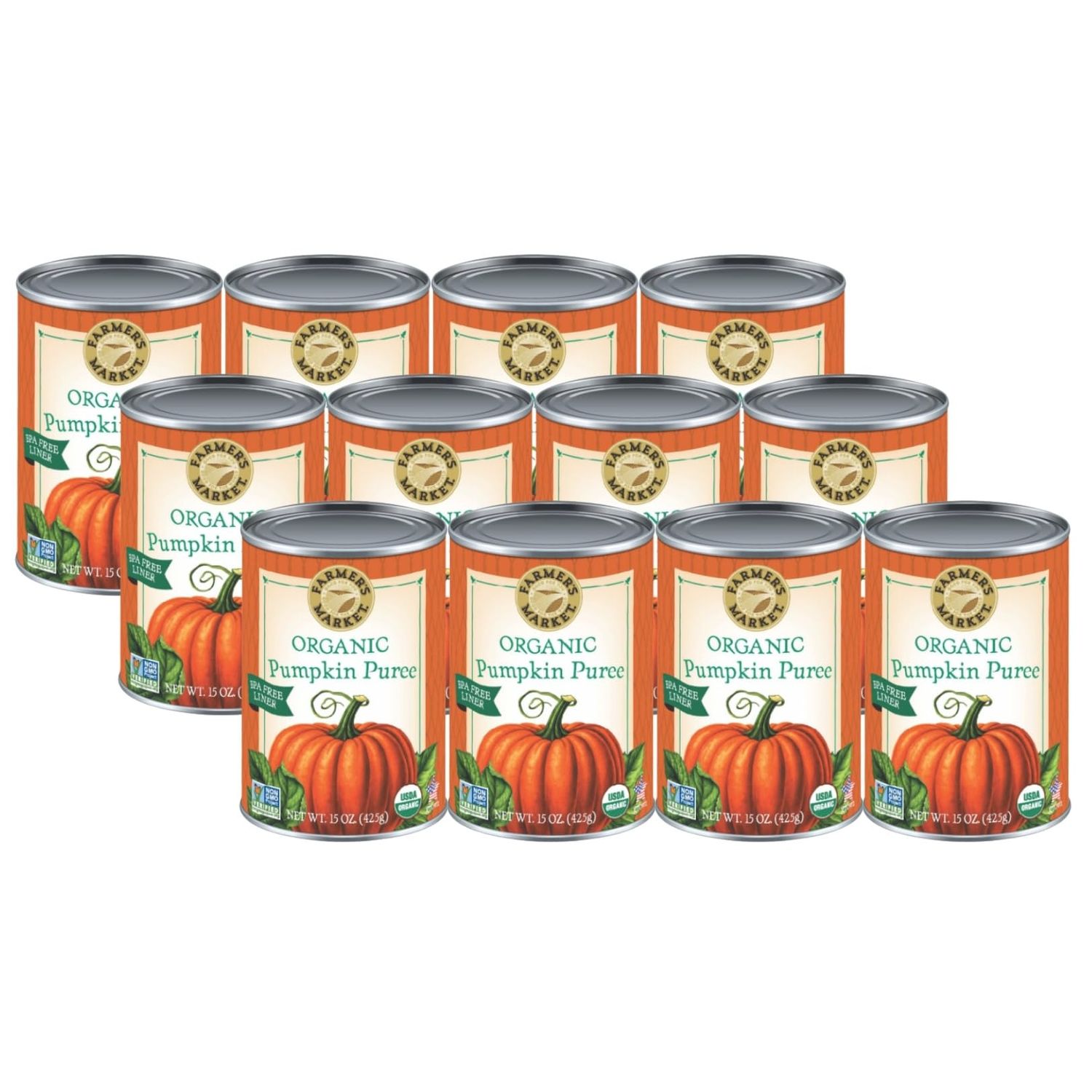 Farmer&#39;s Market Organic Pumpkin Puree, 15 Ounce (Pack of 12)