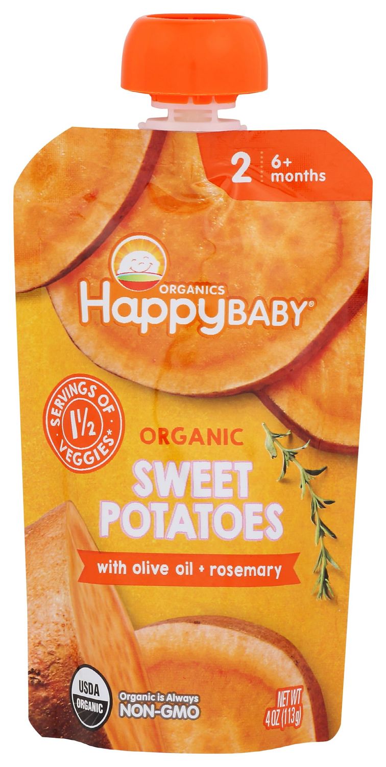 Happy Baby Organic Sweet Potatoes with Olive Oil  Rosemary Baby Food, 4 OZ