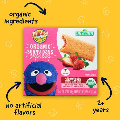 Earth's Best Organic Sunny Days Snack Bars for Toddlers Strawberry with Other Natural Flavors, 0.67 Oz, 7 Ct