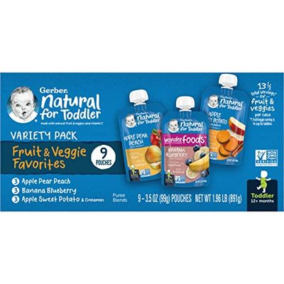 Gerber Toddler Fruit and Veggie Value Pack Baby Food Pouches - 9ct3.5oz Each