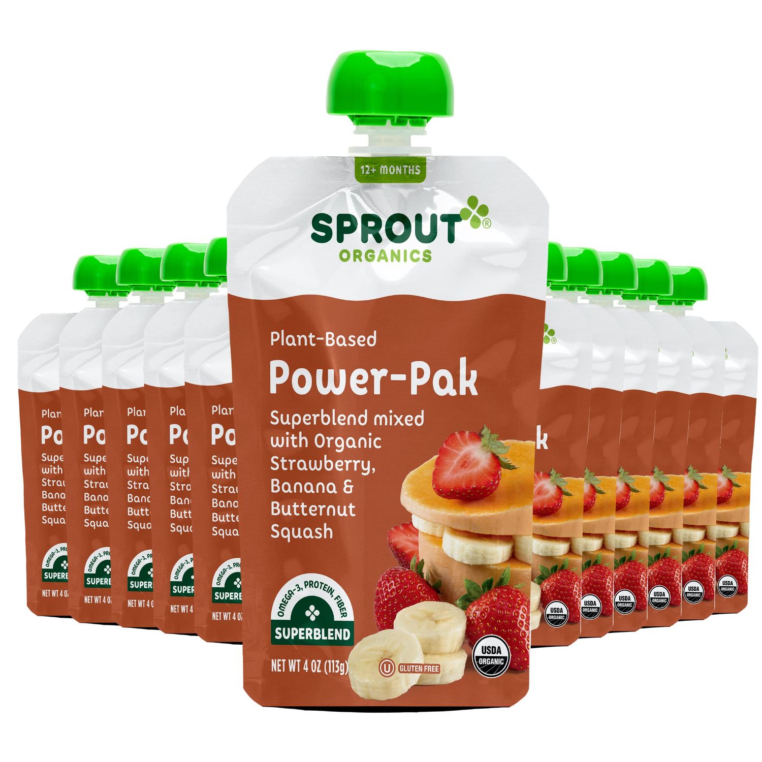 Sprout Organic Baby Food, Stage 4 Toddler Pouches, Strawberry Banana  Butternut Squash Power Pak, 4 Oz Purees, Pack of 12