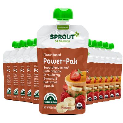Sprout Organic Baby Food, Stage 4 Toddler Pouches, Strawberry Banana  Butternut Squash Power Pak, 4 Oz Purees, Pack of 12