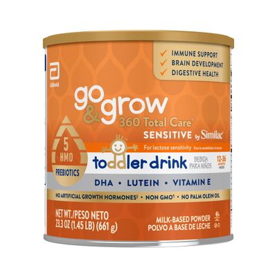 Similac Go  Grow 360 Total Care Sensitive by Similac Toddler Nutritional Drink With 5 HMOs,Powder,23.3-oz Can