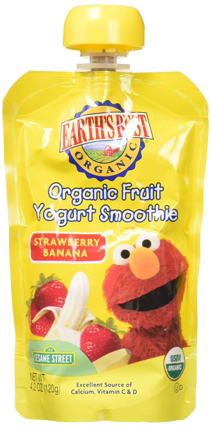 Earth&#39;s Best Sesame Street Fruit Yogurt Smoothies - Strawberry Banana - 4.2 oz - 6 pk