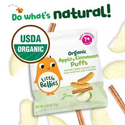 Little Bellies Organic Apple  Cinnamon Puffs Baby Snack (Pack of 18 x 0.42 oz Individual Packs)