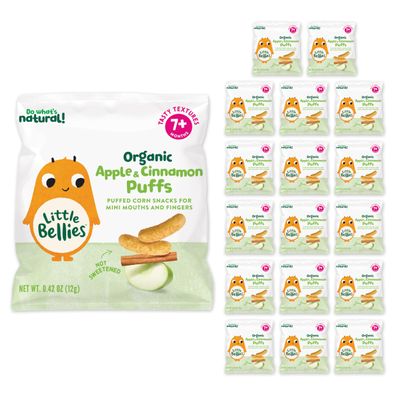 Little Bellies Organic Apple  Cinnamon Puffs Baby Snack (Pack of 18 x 0.42 oz Individual Packs)