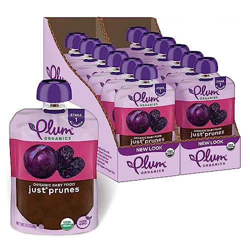 Plum Organics | Stage 1 | Organic Baby Food Meals [4 Months] | Just Prunes | 4 Ounce Pouch (Pack Of 12)