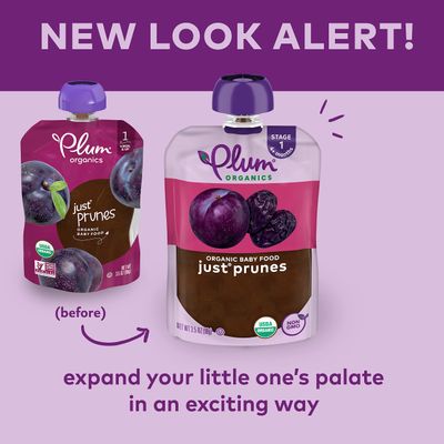 Plum Organics | Stage 1 | Organic Baby Food Meals [4 Months] | Just Prunes | 4 Ounce Pouch (Pack Of 12)