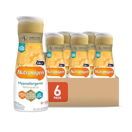 Enfamil Nutramigen Hypoallergenic Baby Formula with Iron, Lactose Free, Colic Relief from Cow&#39;s Milk Allergy Starts in 24 Hours, Brain Building DHA, Probiotic LGG for Immune Support, 32 Fl Oz, 6 Count