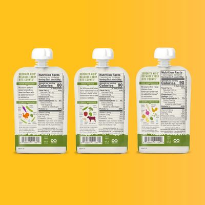 Serenity Kids 6 Months Baby Food Pouches Puree Made with Ethically Sourced Meats  Organic Veggies - 3.5 Ounce BPA-Free Pouch - Meats  Herbs Baby Puree Variety Pack - 6 Count - Baby Meat Pouches