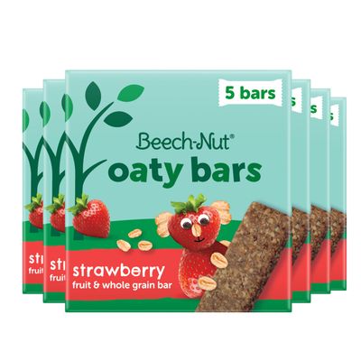 Beech-Nut Toddler Snacks Oaty Bars Granola Bars for Babies  Toddlers, Fruit  Whole Grain Strawberry Snack Bar, Gluten Free Toddler Snack, 6 Boxes (30 Individually Wrapped Bars)