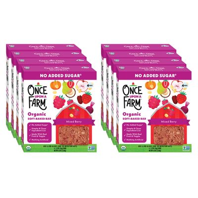 Once Upon a Farm Organic Soft Baked Kids&#39; Bars, Mixed Berry | 8 Boxes, 32 Total Bars