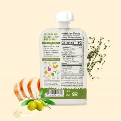 Serenity Kids 6 Months Baby Food Pouches Puree Made With Ethically Sourced Meats Organic Veggies | 3.5 Ounce BPA-Free Pouch | Free Range Chicken Thyme, Parsnip, Beet | 1 Count