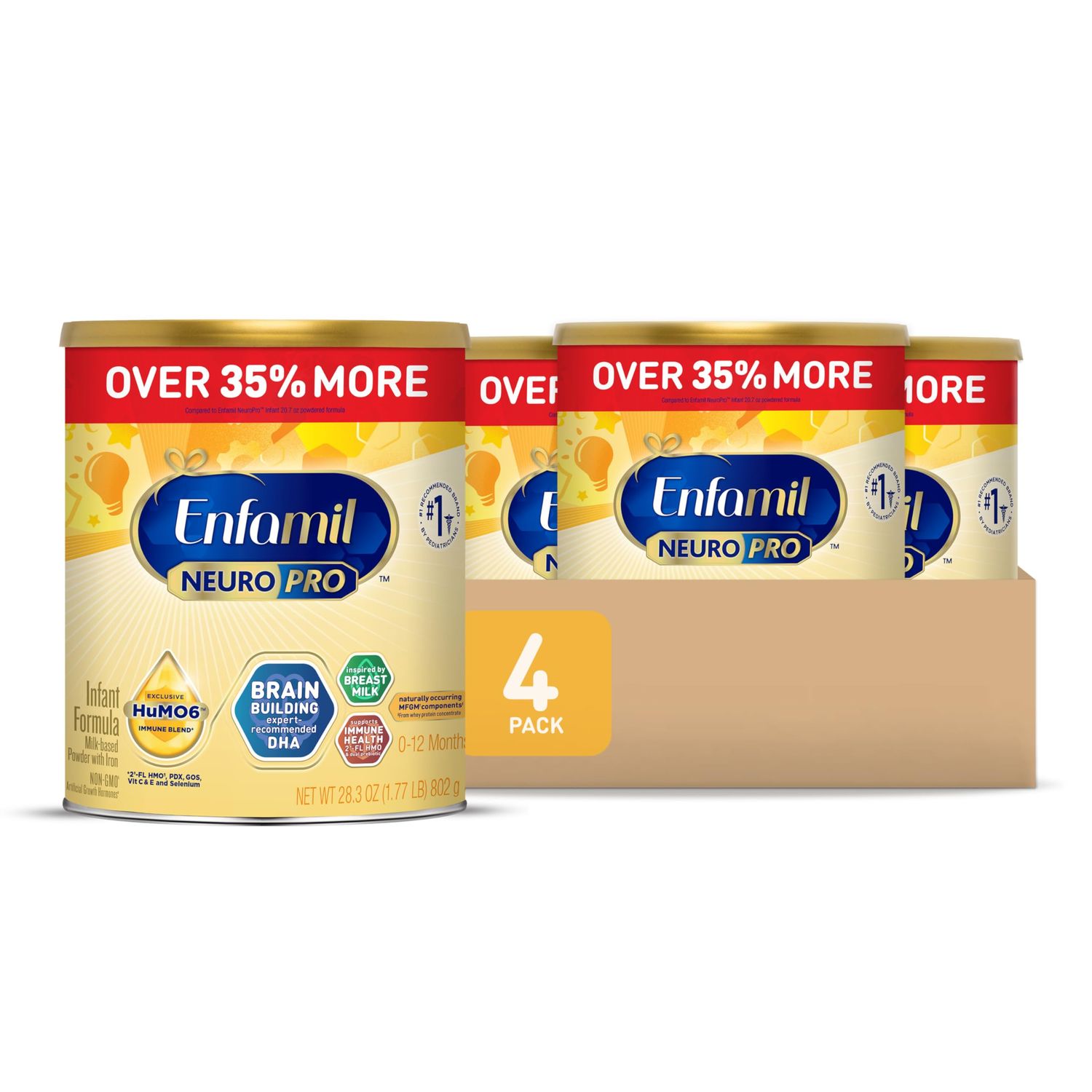 Enfamil NeuroPro Baby Formula, Milk-Based Infant Nutrition, MFGM 5-Year Benefit, Expert-Recommended Brain-Building Omega-3 DHA, Exclusive HuMO6 Immune Blend, Non-GMO, 113.2 oz