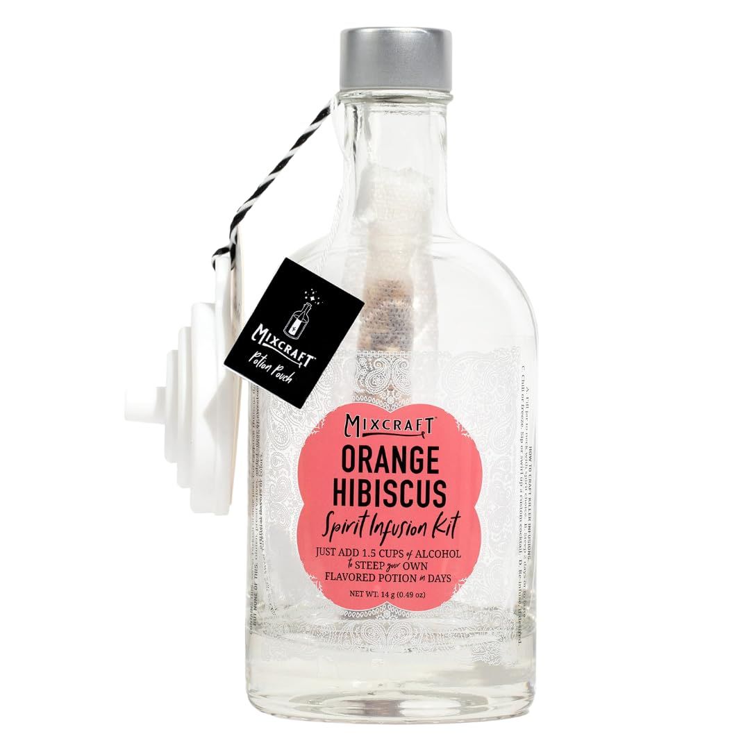 MixCraft Spirit Infusion Kit - Premium Craft Cocktail  Mocktail Mixer, Glass Bottle, Collapsible Funnel, Flavor Pouch  Recipe, Orange Hibiscus