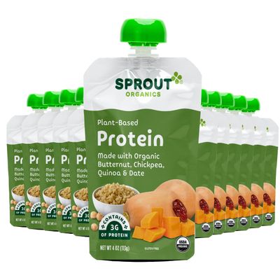 Sprout Organic Baby Food Pouches Stage 3 Plant Powered Protein, Butternut Chickpea Quinoa and Dates, 4 Ounce Pouches (Pack of 12)