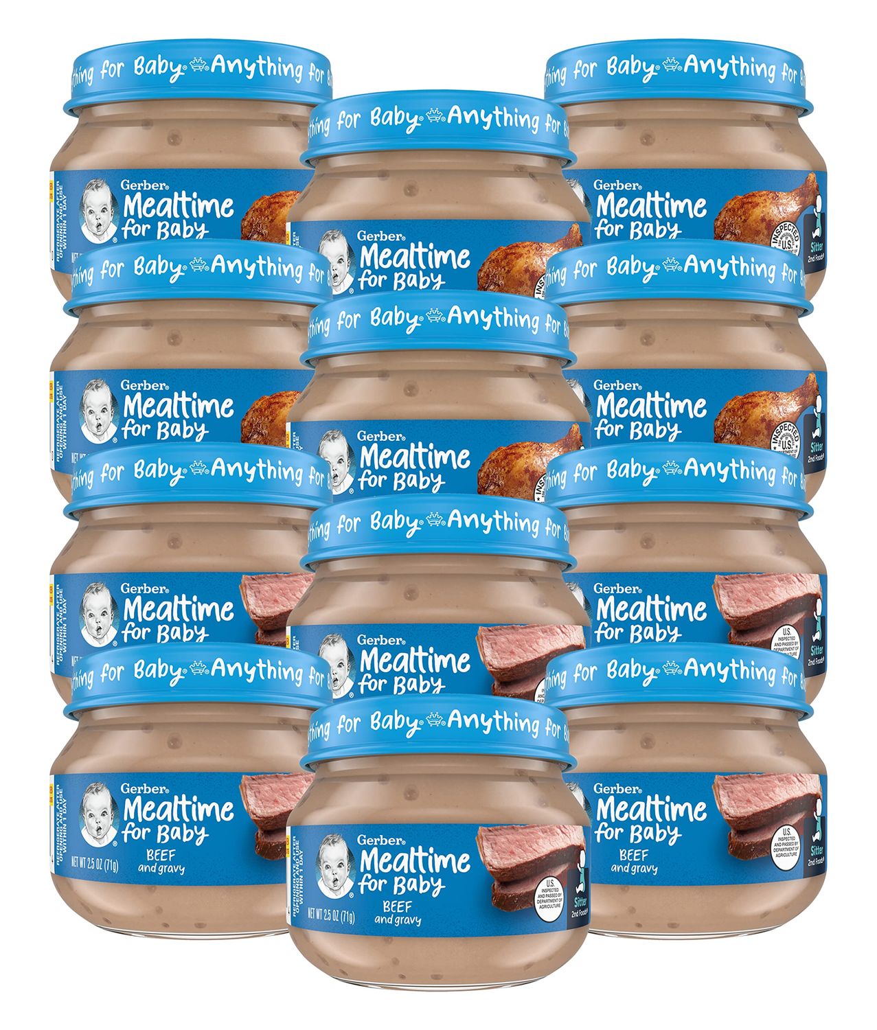 Gerber 2nd Foods: Meats Beef and Gravy, 2.5-Ounce 6 Jars and Chicken  Chicken Gravy, 2.5-Ounce 6 Jars (12 Jars Total)