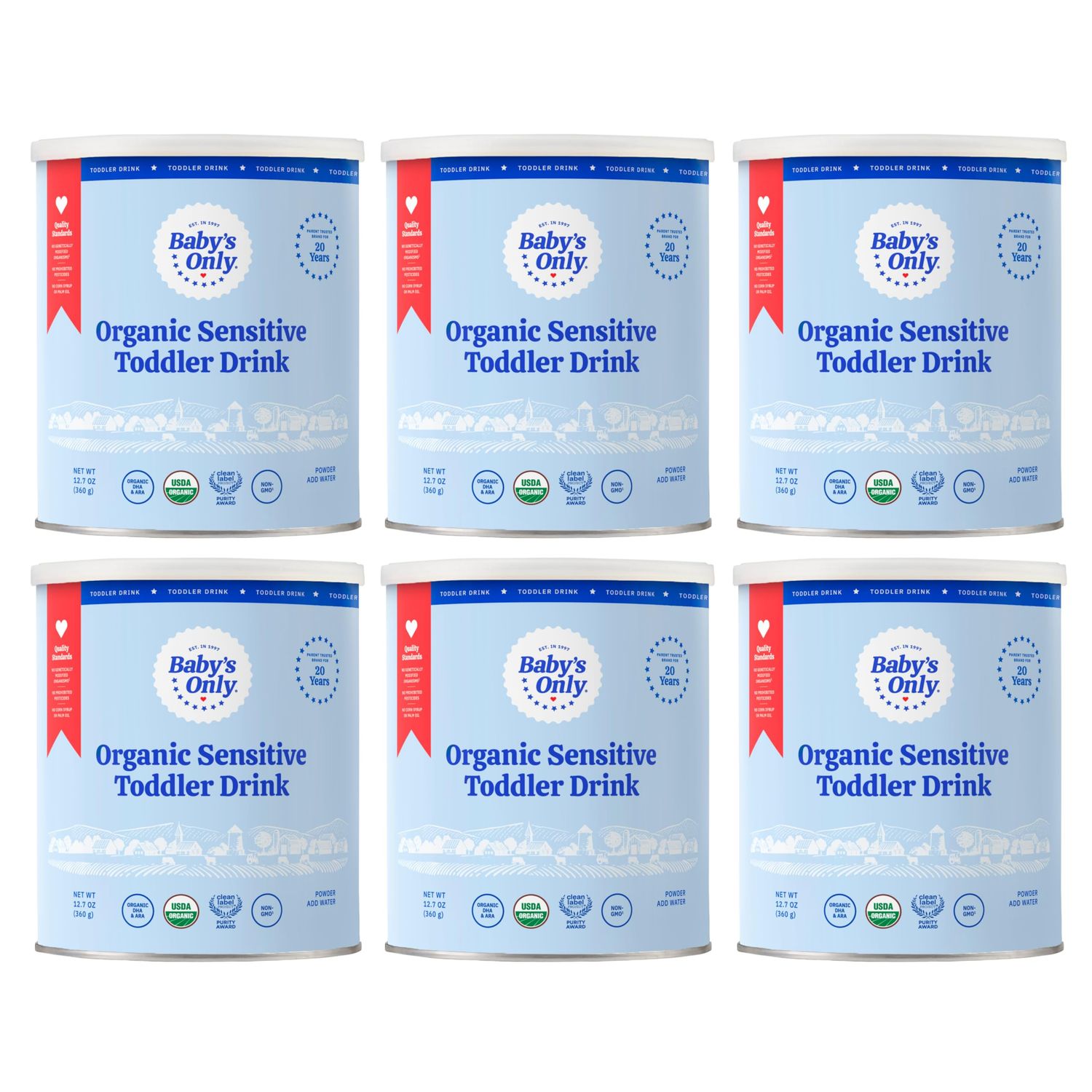 Baby&#39;s Only Organic Sensitive Toddler Drink for Lactose Sensitive Toddlers (LactoRelief), No Soy Dairy Milk Powder, 12 Months Old , 12.7 oz, 6 Pack