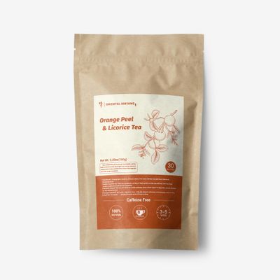 ORIENTAL XINYANG- Orange Peel  Licorice Tea, Organic Herbal Tea, Natural Sweet Taste, Caffeine Free, Digestive Support, 1 Pack, 30 Tea Bags.