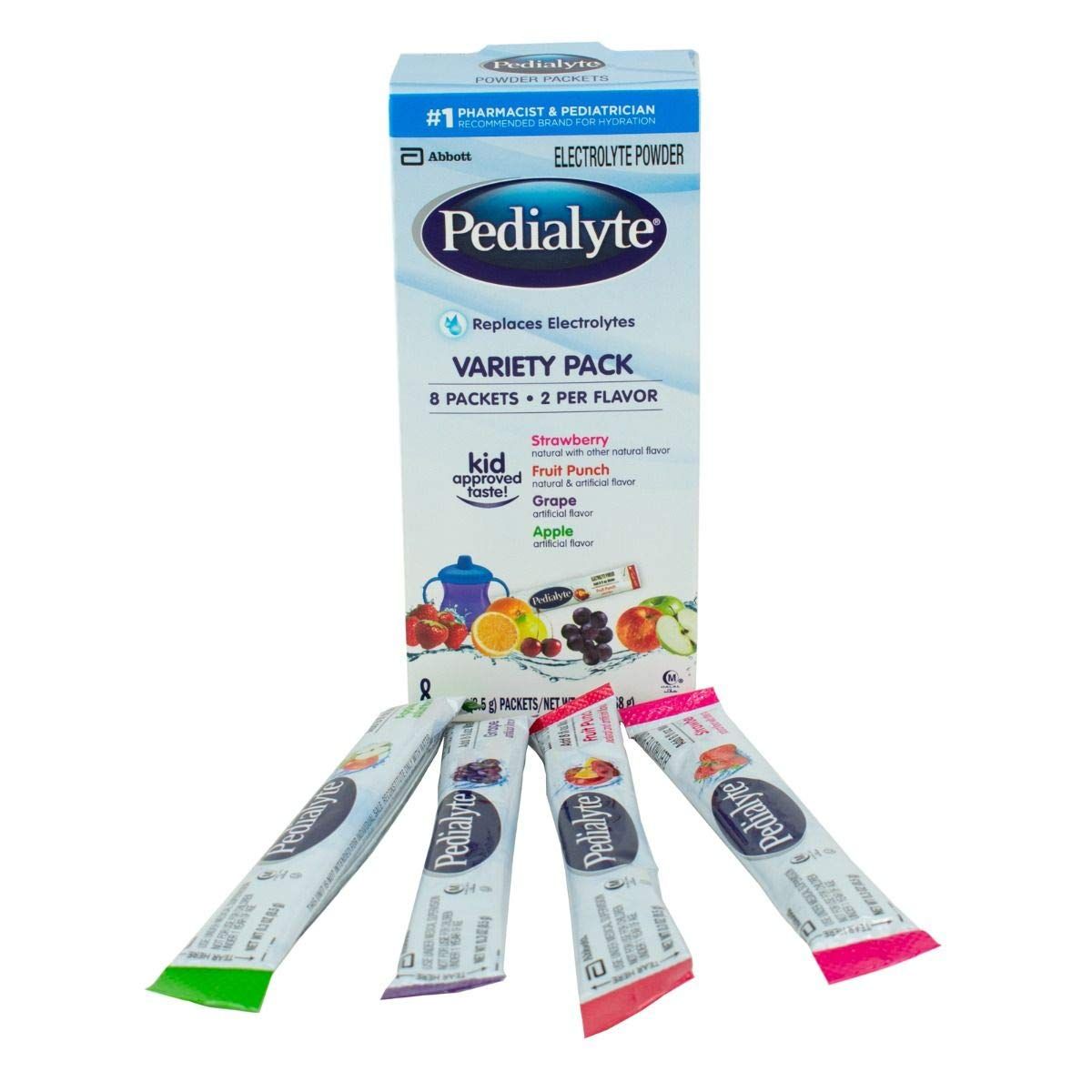 Pedialyte Electrolyte Powder Packs Are a Convenient  Portable Way to Quickly Replenish Lost Fluids  Electrolytes to Help Prevent Dehydration, Just Add Water, 8 Powder Packs, Variety Pack