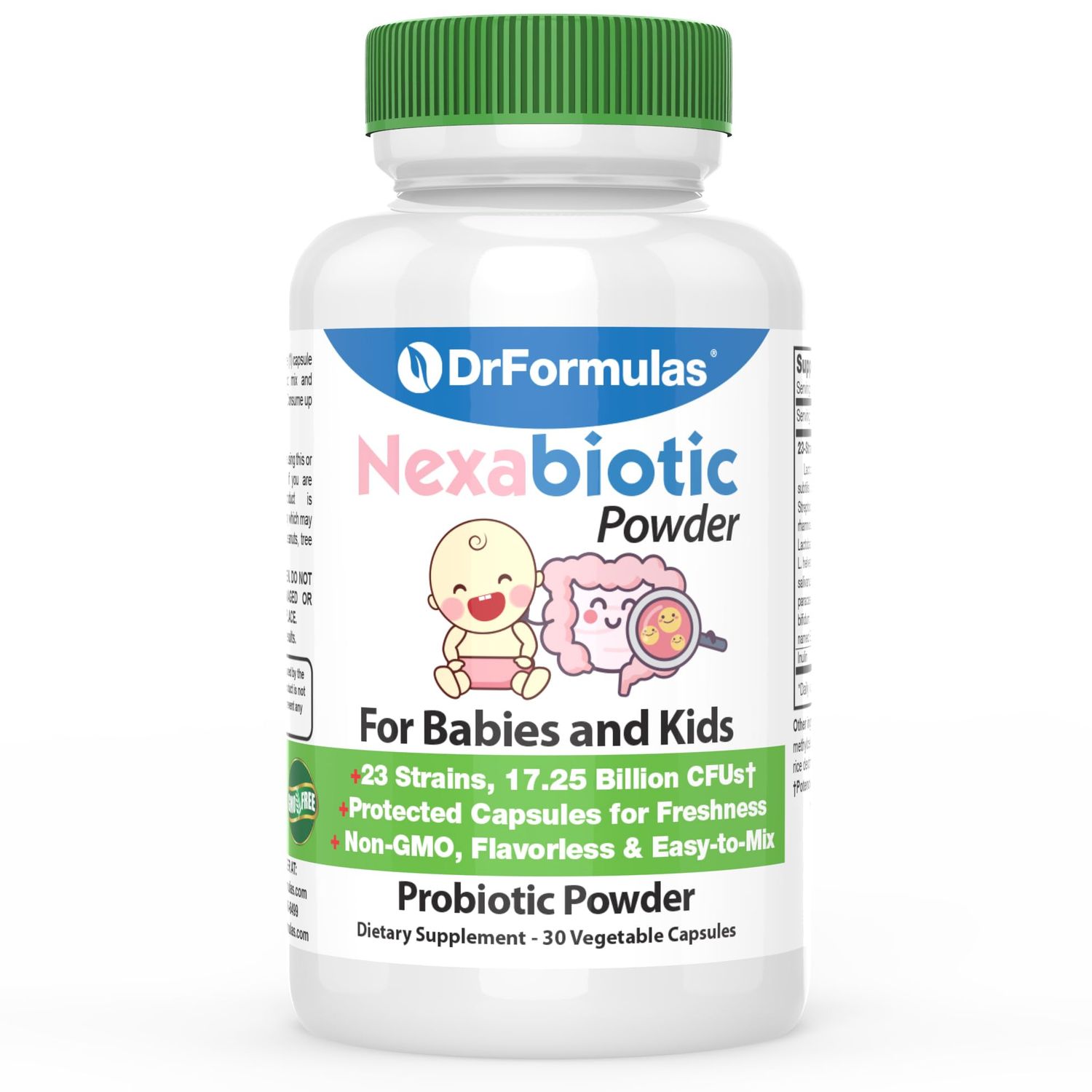 DrFormulas Nexabiotic Probiotic Powder for Babies, Infants  Kids Probiotics with Saccharomyces Boulardii, L. Acidophilus, B. Infantis Better Than Gripe Water or Baby Drops, 30 Servings