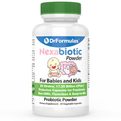 DrFormulas Nexabiotic Probiotic Powder for Babies, Infants  Kids Probiotics with Saccharomyces Boulardii, L. Acidophilus, B. Infantis Better Than Gripe Water or Baby Drops, 30 Servings