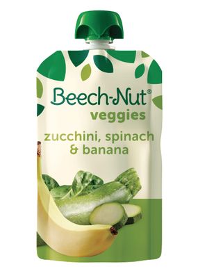 Beech-Nut Baby Food Pouches, Zucchini Spinach  Banana Veggie Puree Baby  Toddler Food, 3.5 oz (12 Pack)