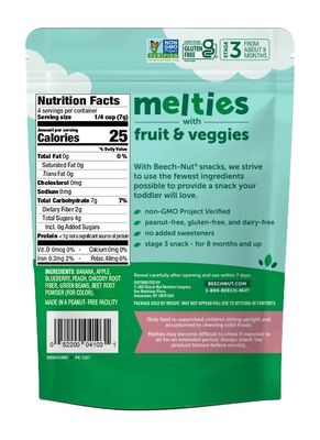 Beech-Nut Melties Baby  Toddler Snack Melts, Banana Blueberry Green Bean, 1 oz (7 Pack)
