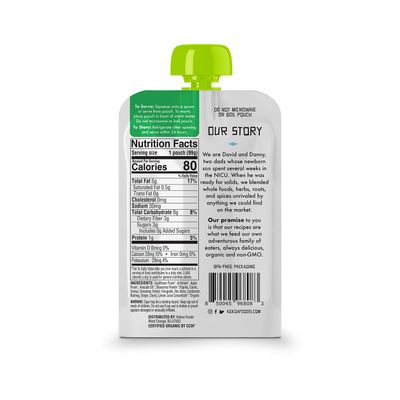 Kekoa Foods 100 Organic Vegetarian Baby Food Puree - Gluten-Free, Vegan, 3.5 oz Squeeze Pouch (Shawarma, Artichoke  Cauliflower, 6 pack)