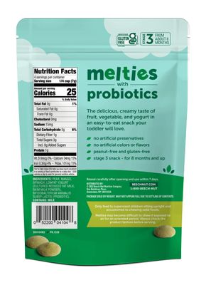 Beech-Nut Probiotic Melties Baby  Toddler Snack Melts, Pear Mango Spinach Yogurt, 1 oz (7 Pack)