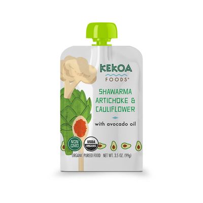 Kekoa Foods 100 Organic Vegetarian Baby Food Puree - Gluten-Free, Vegan, 3.5 oz Squeeze Pouch (Shawarma, Artichoke  Cauliflower, 6 pack)