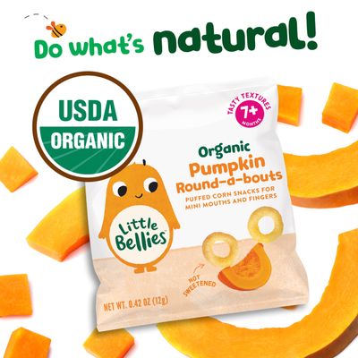 Little Bellies Organic Pumpkin Round-a-Bouts Baby Snack (Pack of 18 x 0.42 oz Individual Packs)