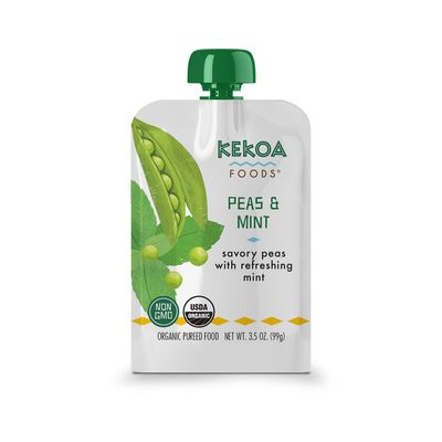 Kekoa Foods 100 Organic Vegetarian Baby Food Puree - Gluten-Free, Vegan, 3.5 oz Squeeze Pouch (Peas  Mint, 6 pack)