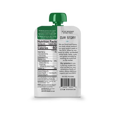 Kekoa Foods 100 Organic Vegetarian Baby Food Puree - Gluten-Free, Vegan, 3.5 oz Squeeze Pouch (Peas  Mint, 6 pack)