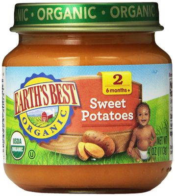 Earth&#39;s Best Organic Stage 2 Baby Food, Sweet Potato, 4 oz. Jar (Pack of 12)