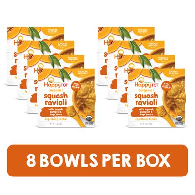 Happy Tot Organics Love My Veggies Bowl, Squash Ravioli with Squash, Pumpkin  Sage Sauce, 4.5 Ounce Pouch (Pack of 8) packaging may vary