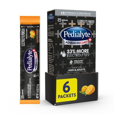 Pedialyte AdvancedCare Plus Electrolyte Powder, with 33 More Electrolytes and PreActiv Prebiotics, Orange Breeze, Electrolyte Drink Powder Packets, 0.6 oz, 6 Count