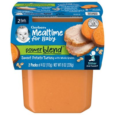 Gerber Sweet Potato  Turkey Puree Baby Food, 4 Oz, 2 Ct