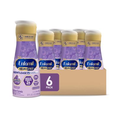 Enfamil NeuroPro Gentlease Baby Formula, Brain Building DHA, HuMO6 Immune Blend, Designed to Reduce Fussiness, Crying, Gas  Spit-up in 24 Hrs, Ready-to-Feed Infant Formula, Liquid, 32 Fl Oz (6 Count)