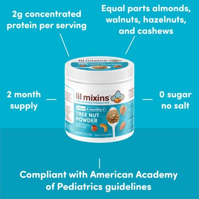 Lil Mixins Early Allergen Introduction, Tree Nut | Baby Stage 1-3, For Ages 4 Mo., 8.5 Oz Jar, 4 Month Supply